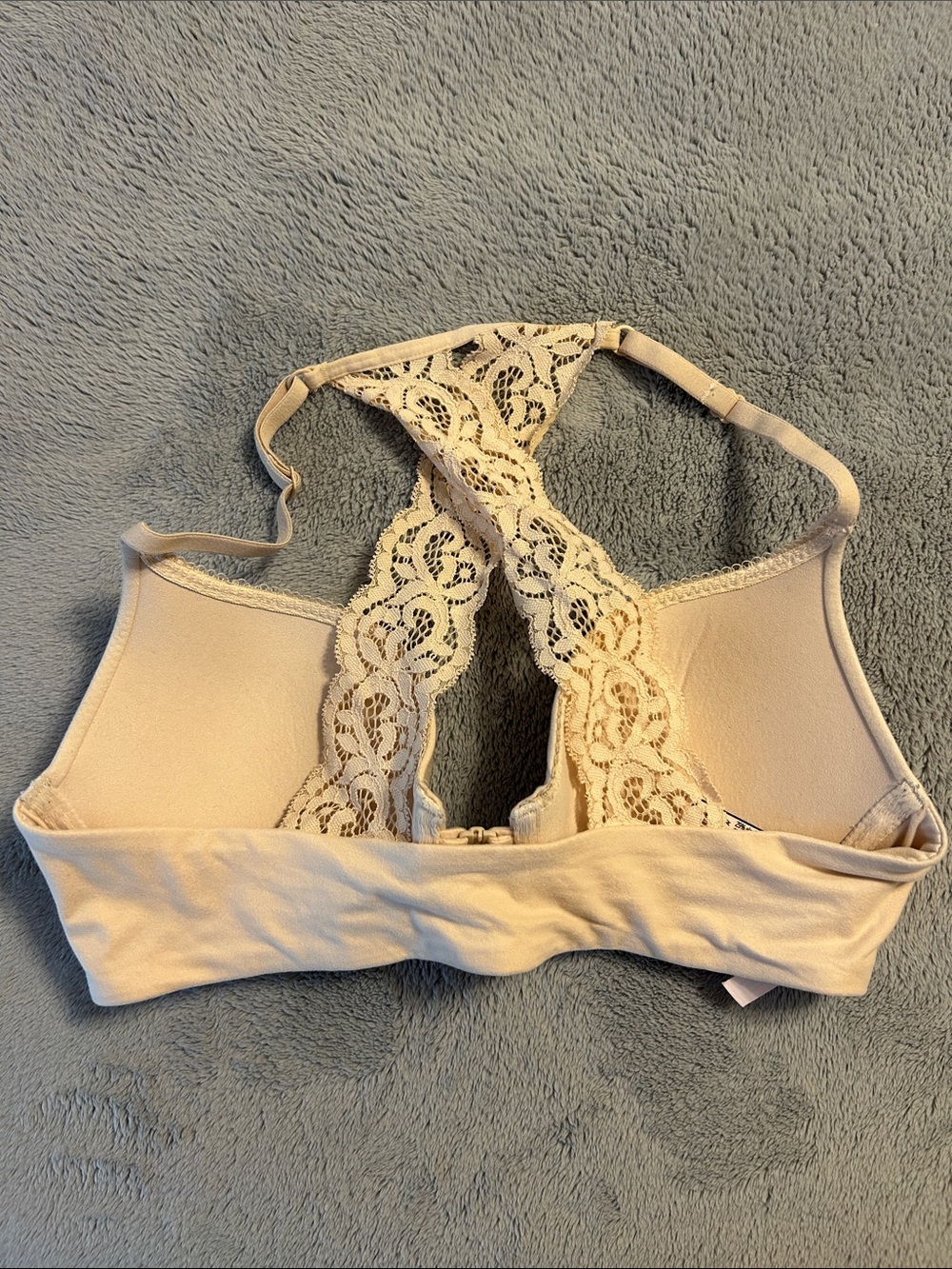 Victoria's Secret Lace Racerback Bralette in Light Beige